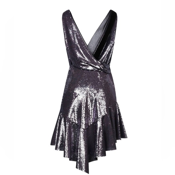 Philosophy Di Lorenzo Serafini IT 40 $1,395 sequined Ruffle Purple Dress NEW - Picture 8 of 9